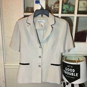 Dressbarn Women's Cream Blazer with Black Trim